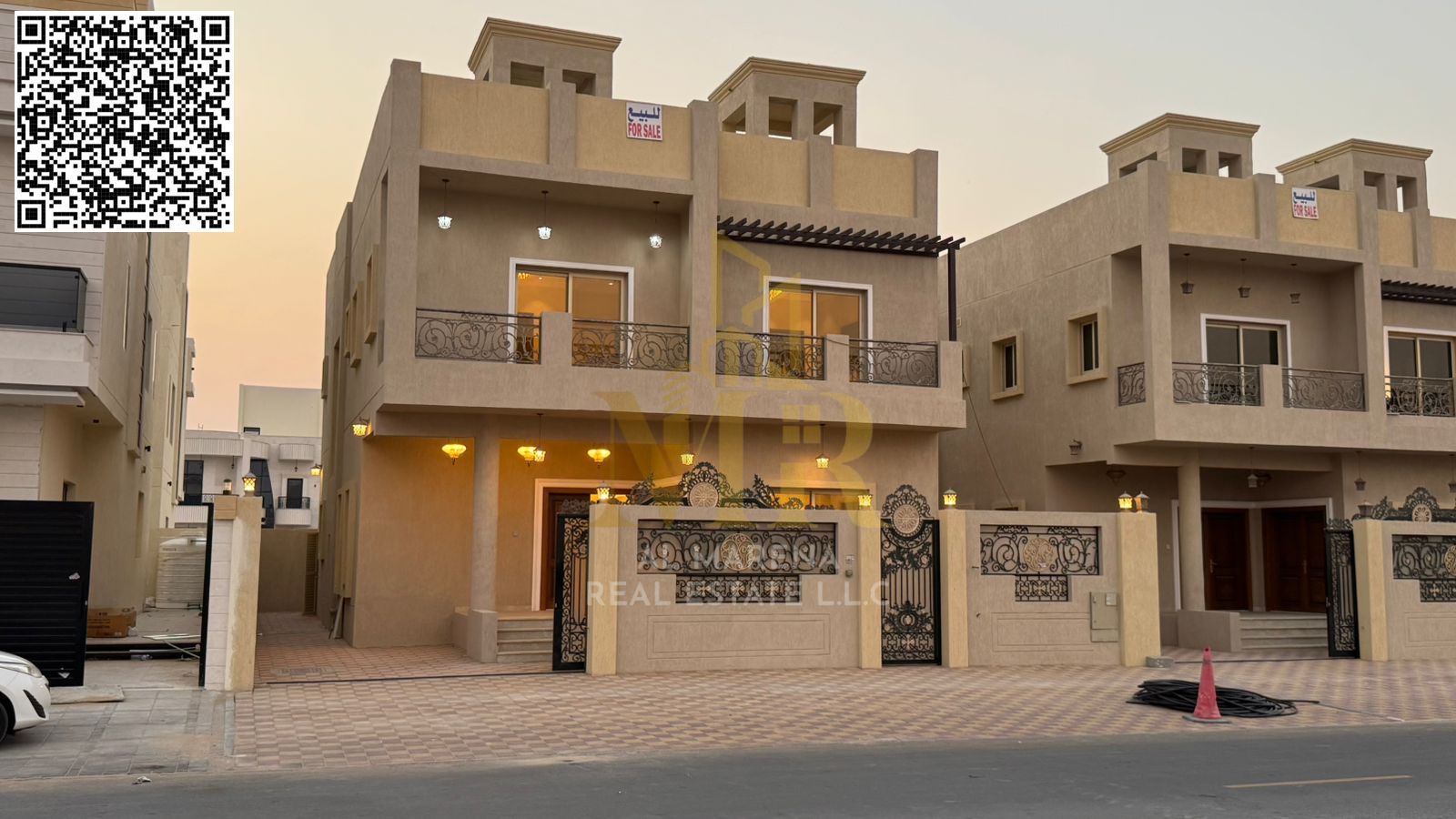 A luxury super deluxe villa for sale in the Halio 2 area of Ajman with a pool at a price that includes registration and ownership fees