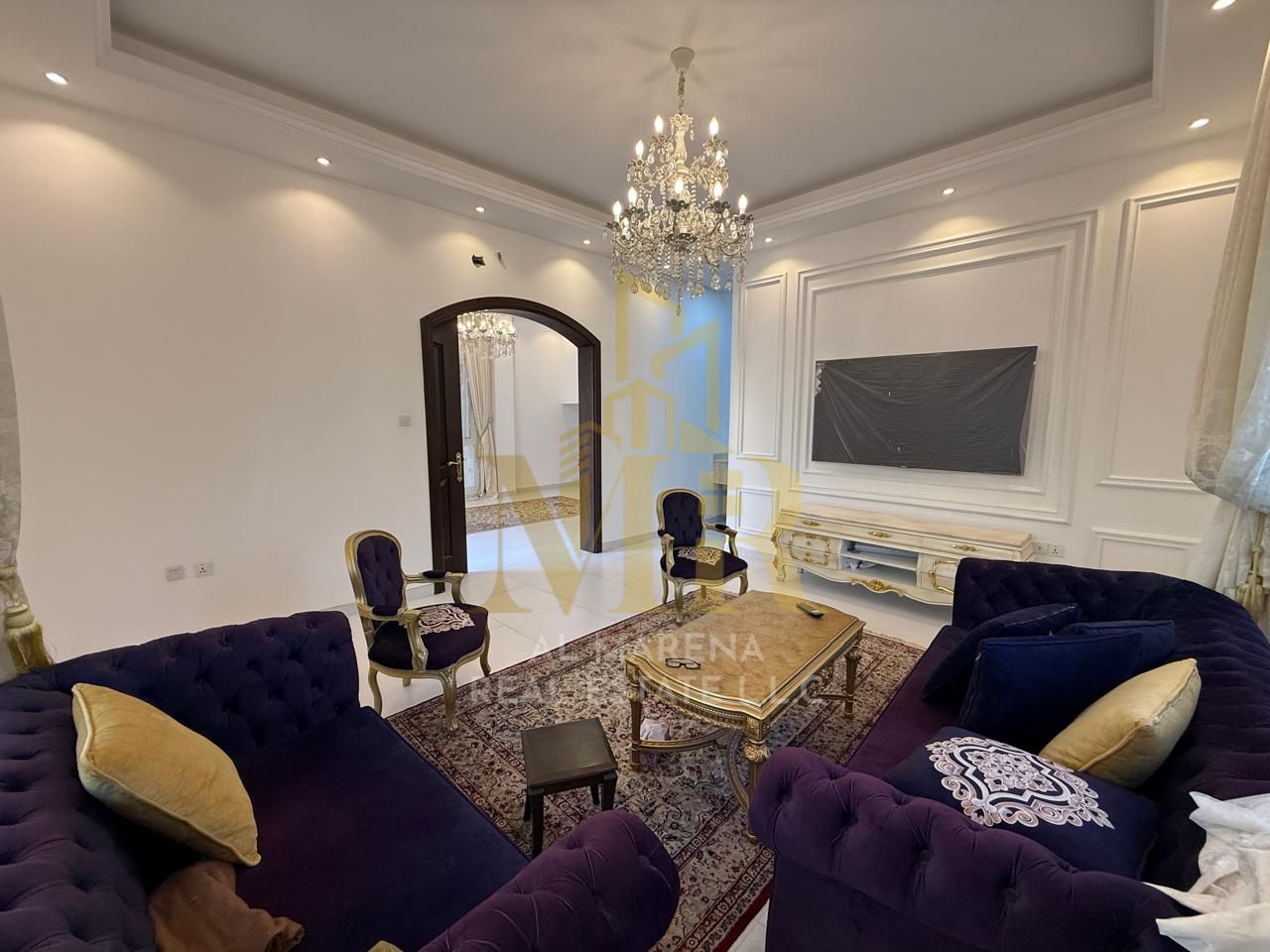 Corner villa in Al Yasmin, price includes electricity, water, air conditioning, and furnishings.