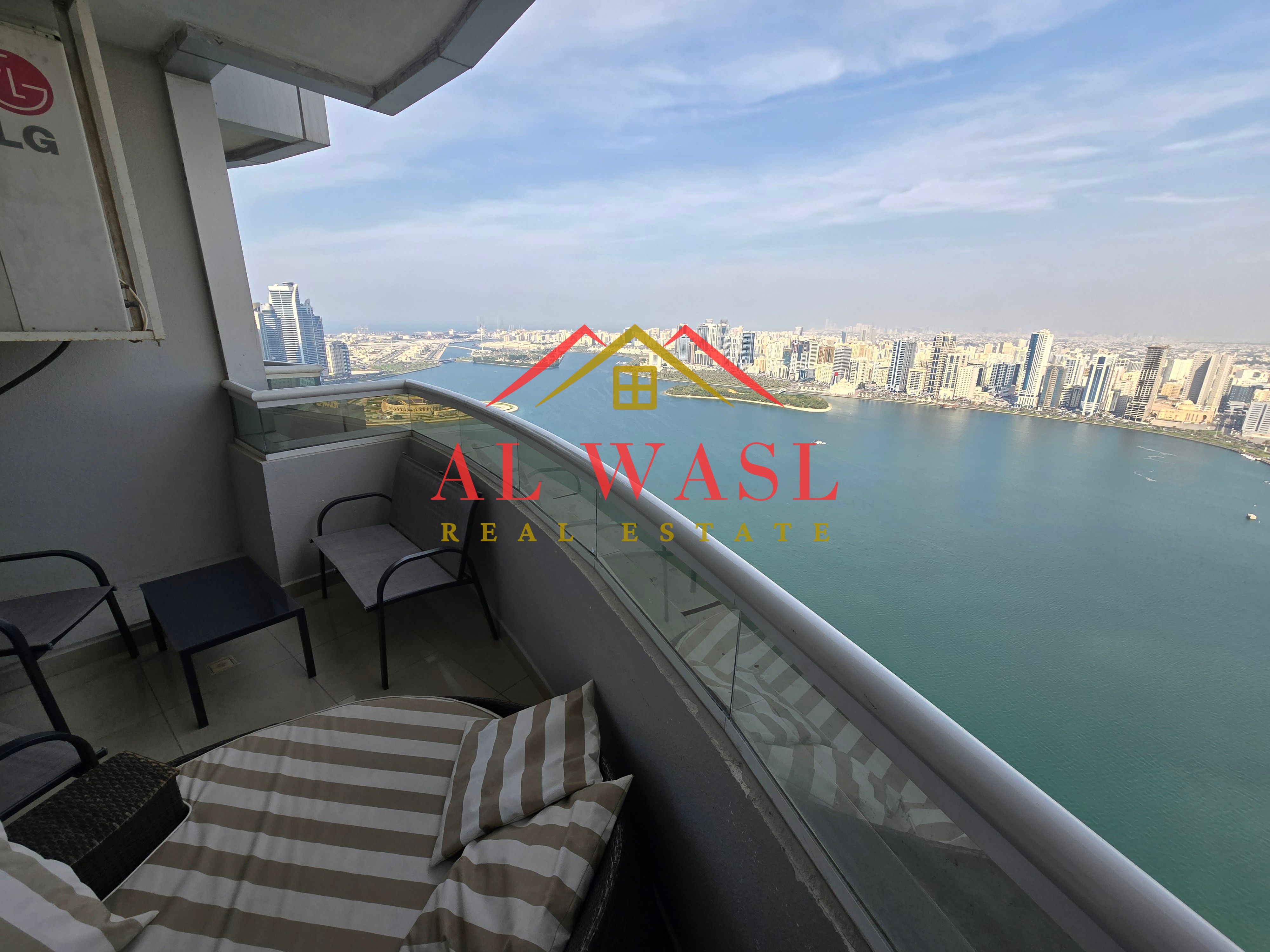Apartment for sale in Sharjah, Al Majaz 3, Al Qasba area, high floor, 37th