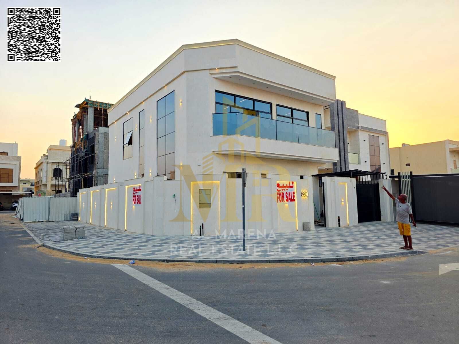 For sale a luxury villa in Al-Bahiyah - Ajman angle | 5 master bedrooms Two floors + roof including fees