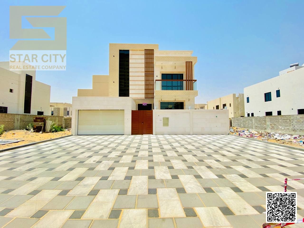 For Sale Luxury Modern Villa in Al Amrah Ajman Five Master Bedrooms High-End Finishing Ready to Move In Quiet Location