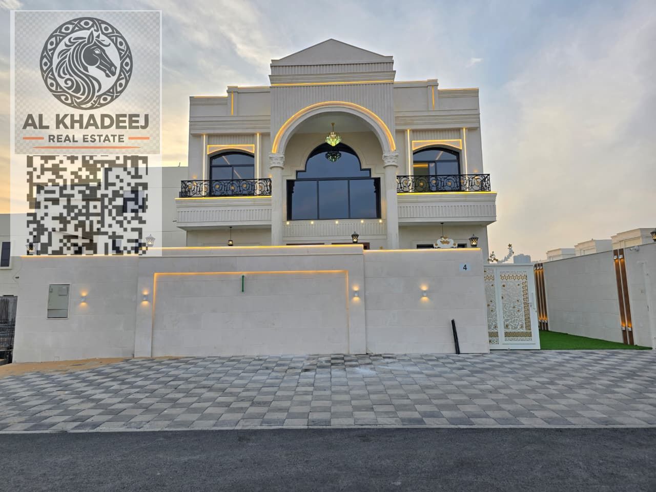 Modern villa in Al-Haliou 2 area, opposite Azha project, ground and first floor, ultra-luxurious finishing, next to Emirates Road and Mohammed Bin Zay