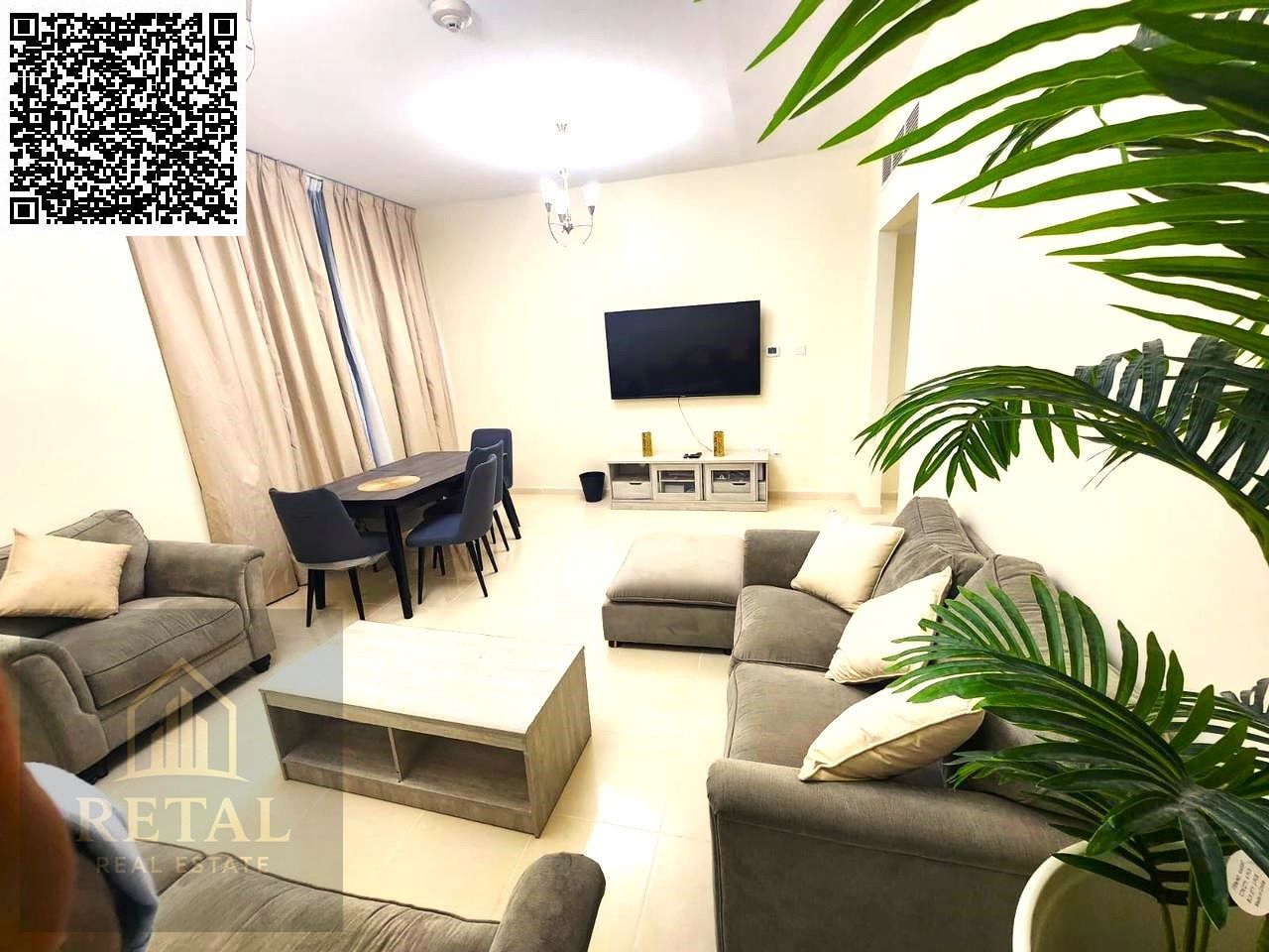 Monthly return 9000 dirhams, and installments over 7 years for the sale of a two-bedroom apartment with a living room.