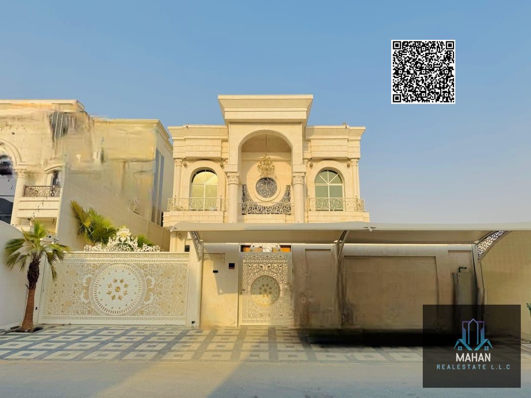 A luxurious classic villa for sale with an elegant design resembling a miniature palace, combining royal luxury with spacious areas that give a feeling of sophistication and comfort.