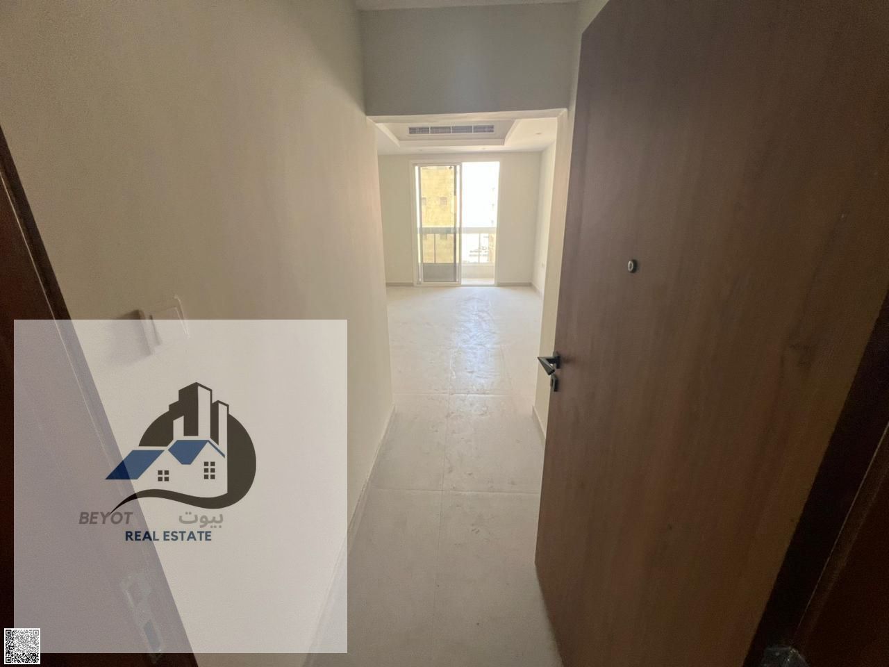 For annual rent in Ajman, a one-bedroom apartment with a living room, brand new, in Al Hamidiya 1.