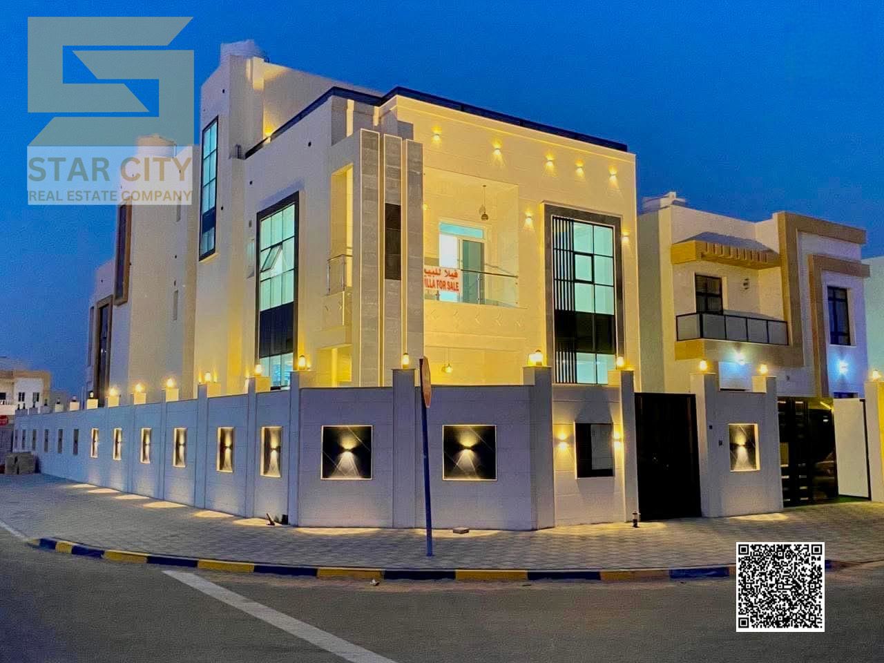 Luxury opportunity to own a modern upscale villa in Al Zahia Ajman Corner villa with a unique design and spacious layout
