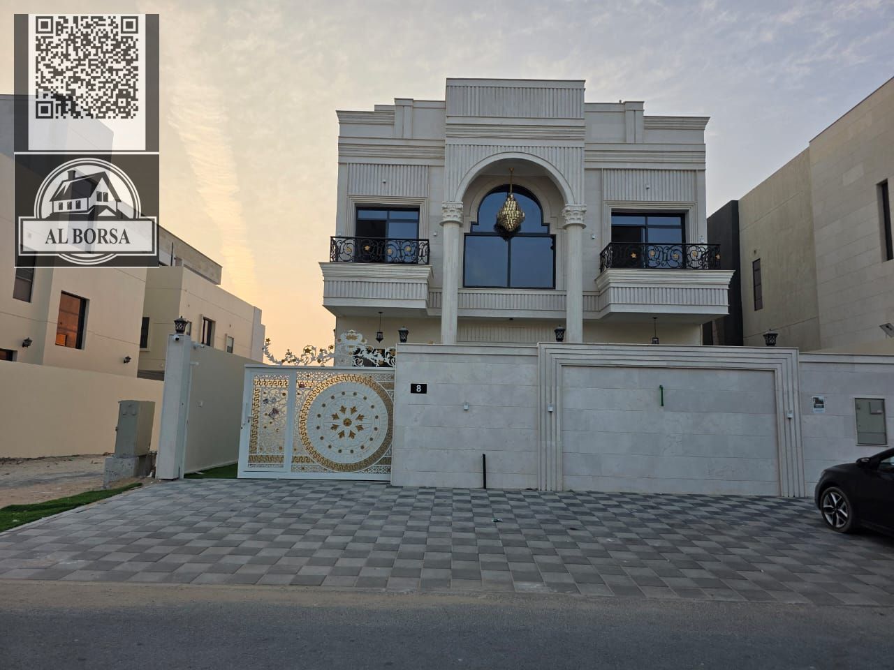 Villa for sale in Al Zahia, Ajman. 7 bedrooms, majlis, living room, spacious kitchen, and maid's room.