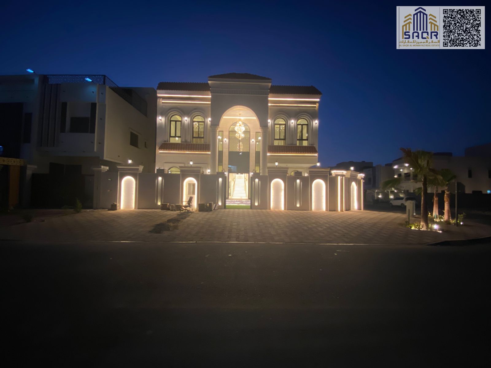 Luxury corner villa for sale in Al-Haliou area, with a modern design and prime location.