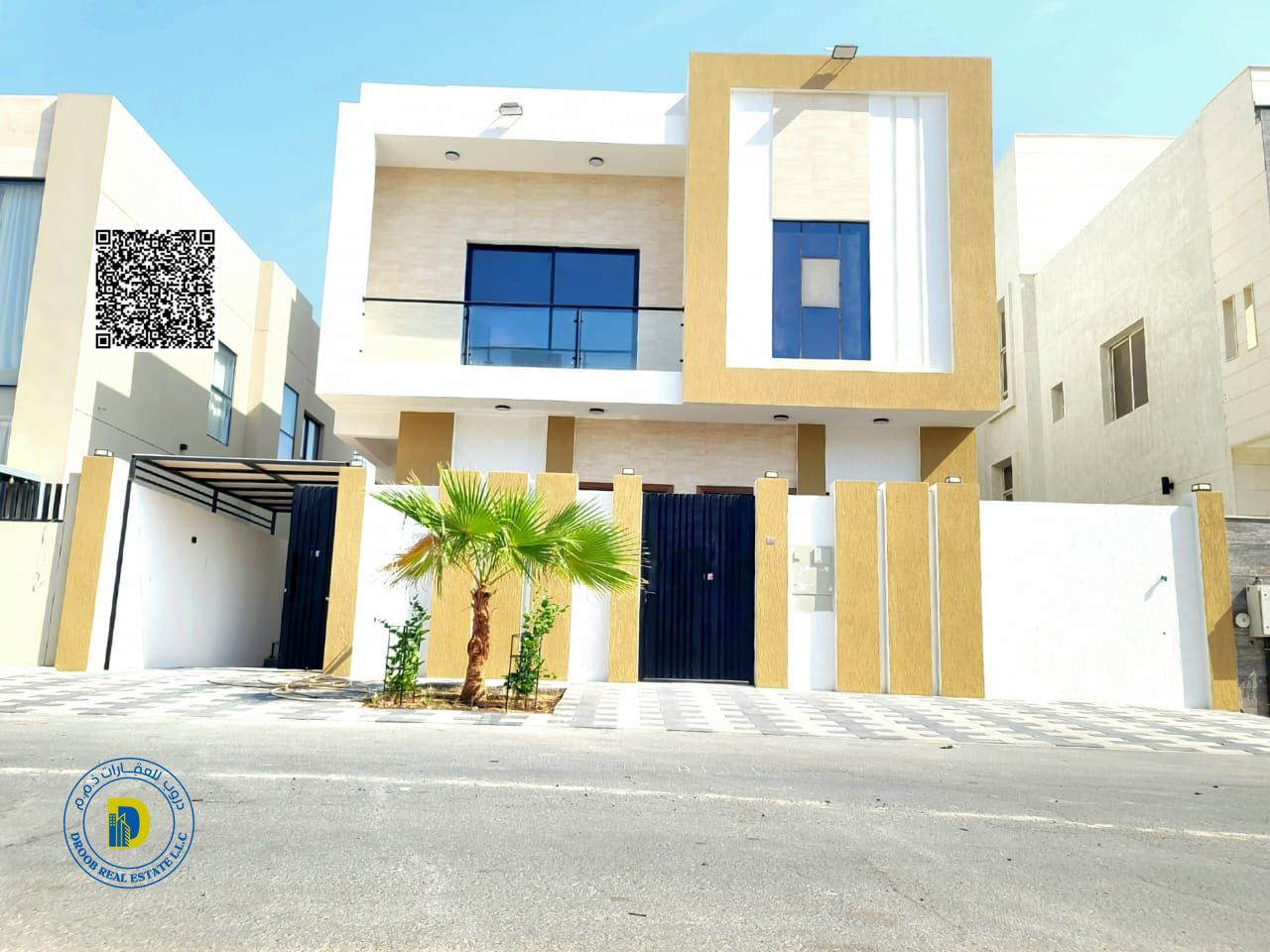 For sale in Al Zahia at an incredible price: modern villa with 6 bedrooms and a roof. Bank financing. Freehold.