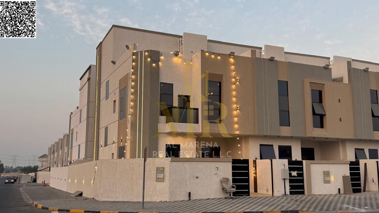 Luxury Super Deluxe Villa for Sale in Al Helio 1, Ajman. Two floors plus a roof terrace. Price includes registration and ownership fees. Located in A