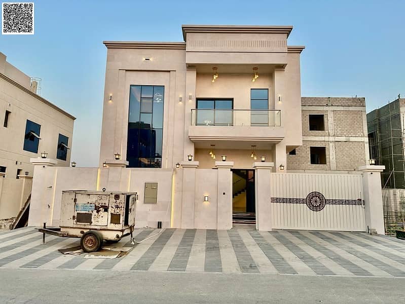 Villa for sale, all-inclusive (registration, ownership, electricity, and air conditioning), on the main street, ready to move in, in one of Ajman's mo