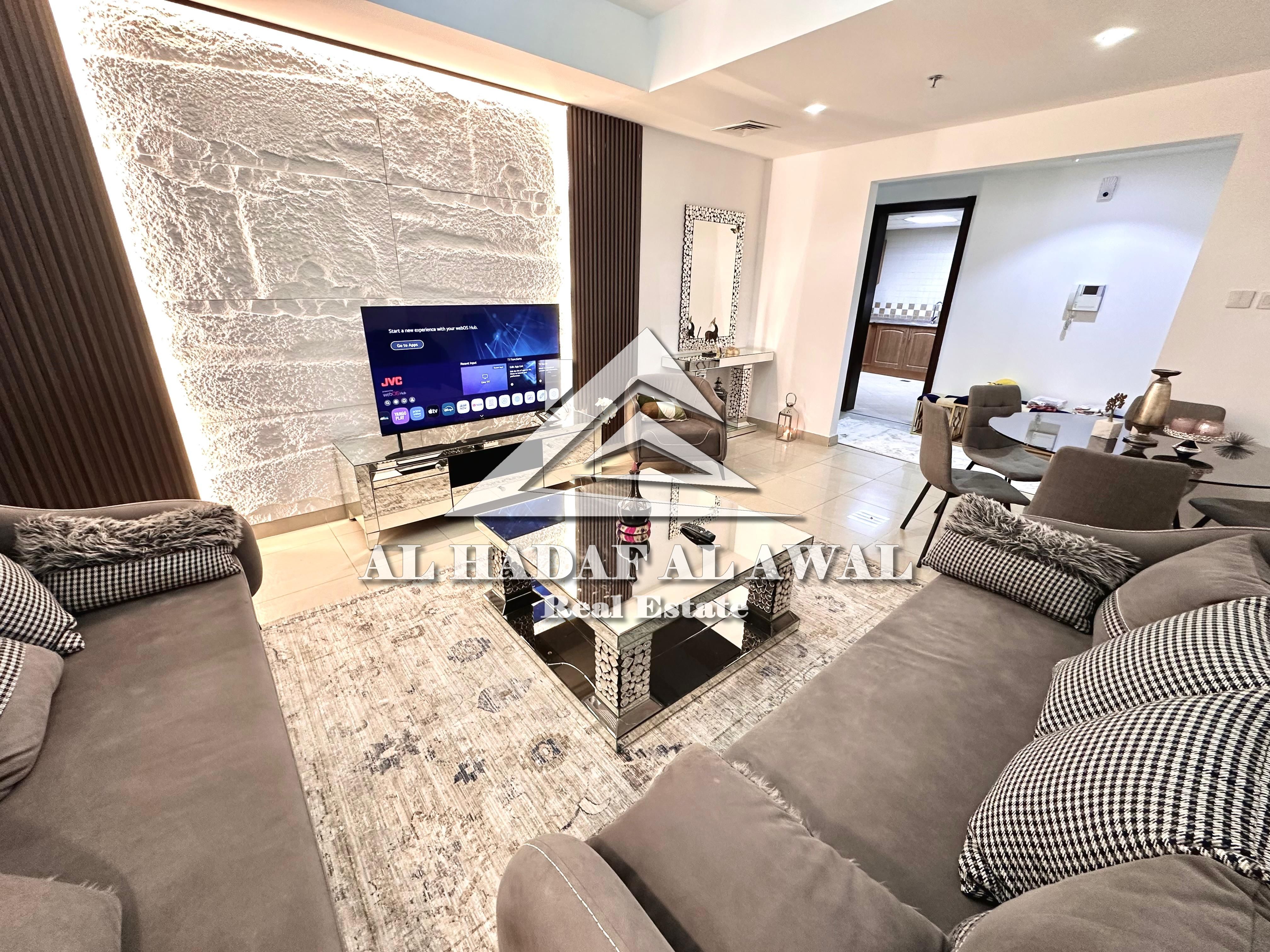 For monthly rent, 2room and a hall in Al Khan area with free internet