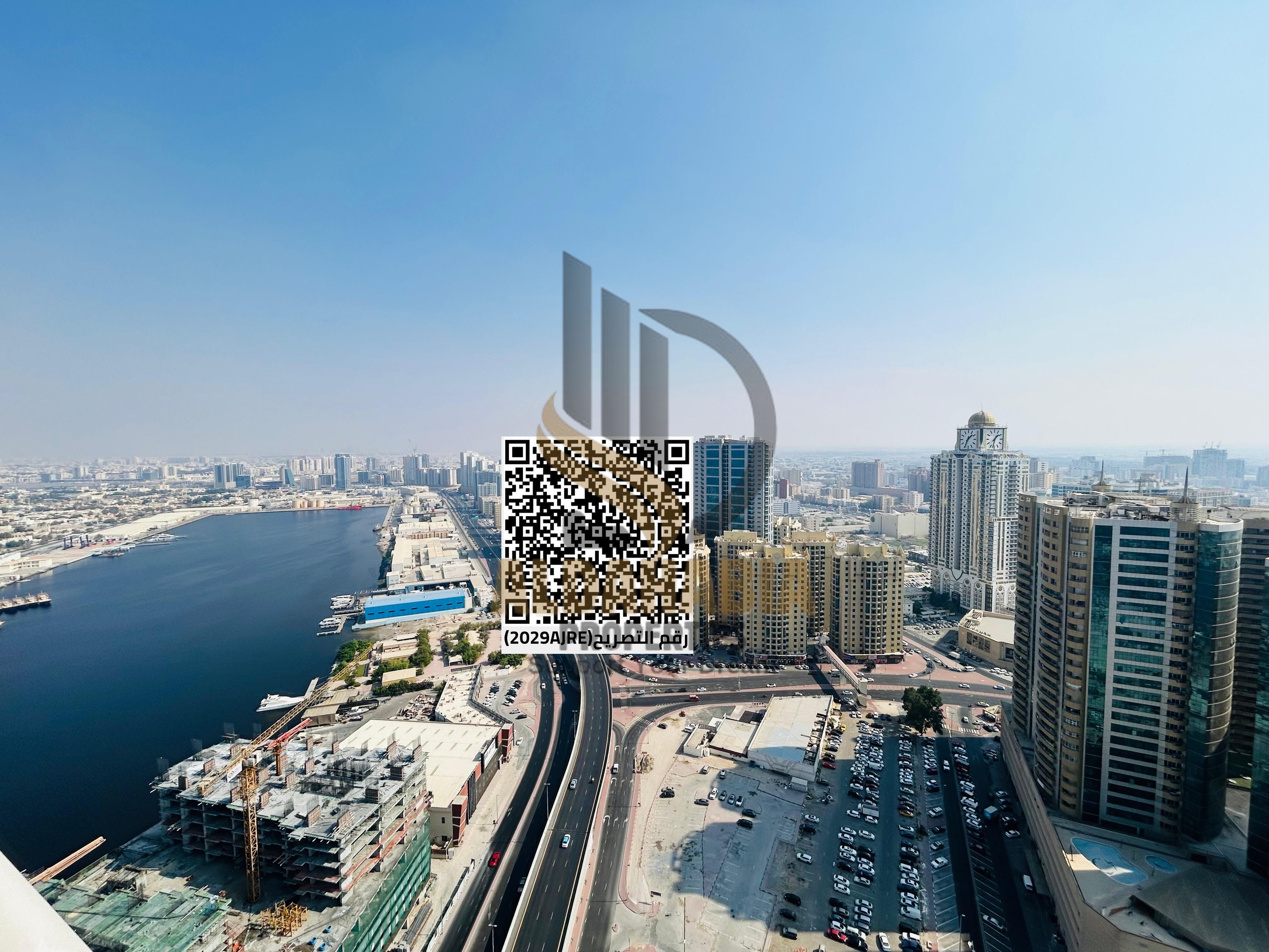 Luxury Apartment for Sale in Al Waha Towers – Ajman Full Panoramic View of Ajman Creek