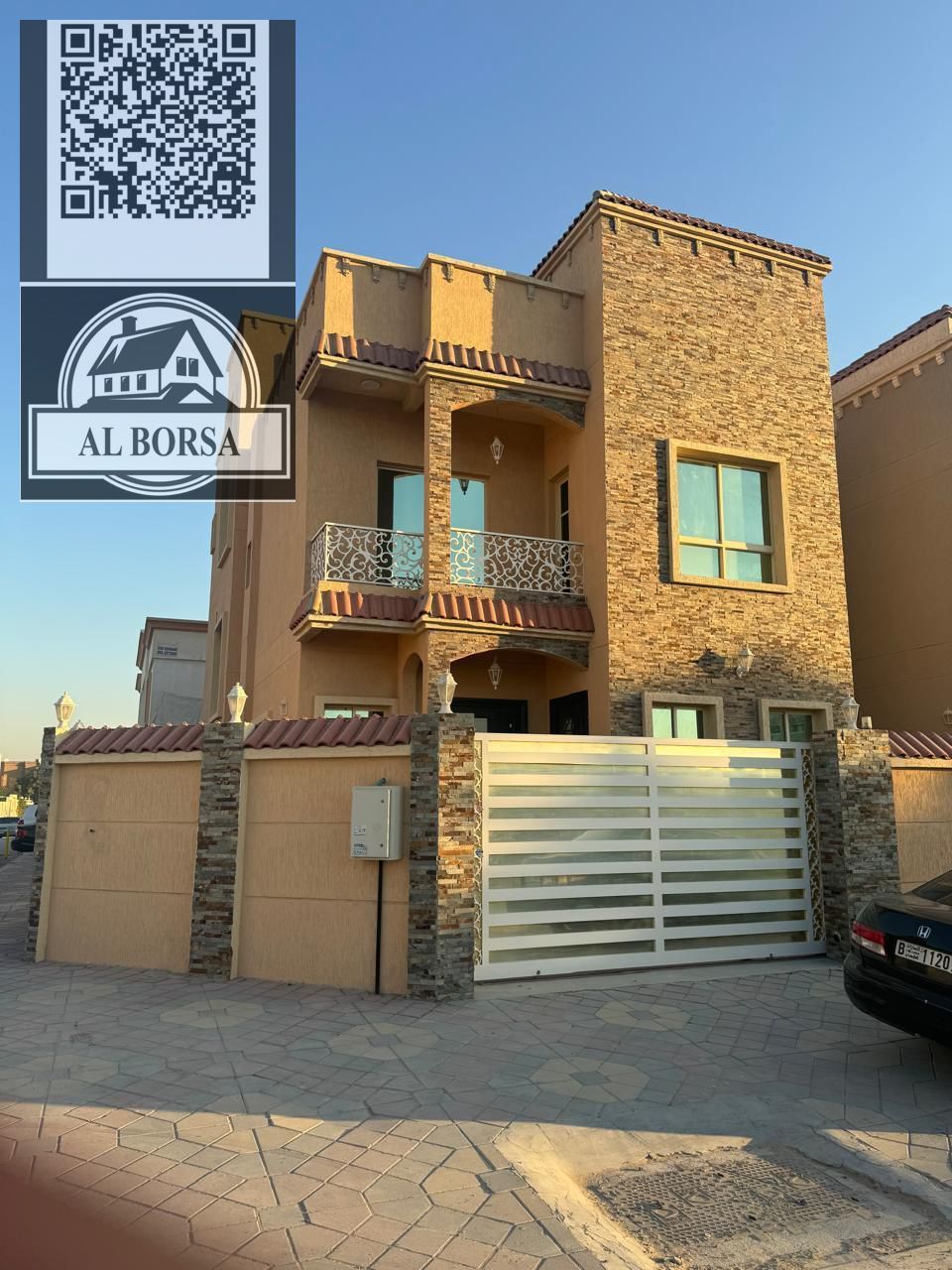 Villa for rent in Al Muwaihat 3, corner plot, ground floor, first floor and roof, 7 master bedrooms, majlis and hall