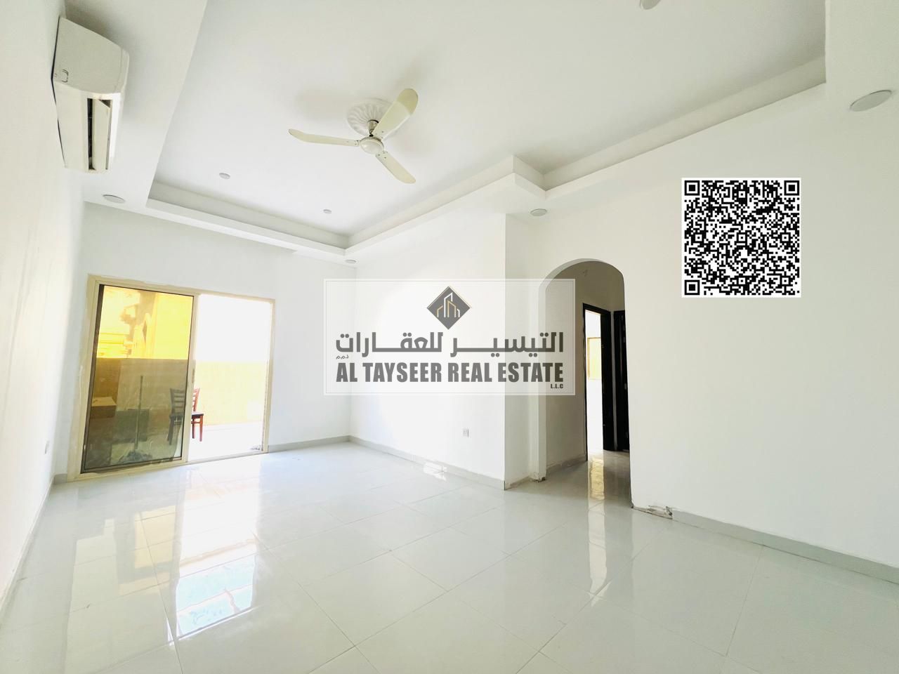 For rent: One-bedroom apartment with a living room and a very large 10-meter balcony in Al Rawda 3. Super deluxe finishing.
