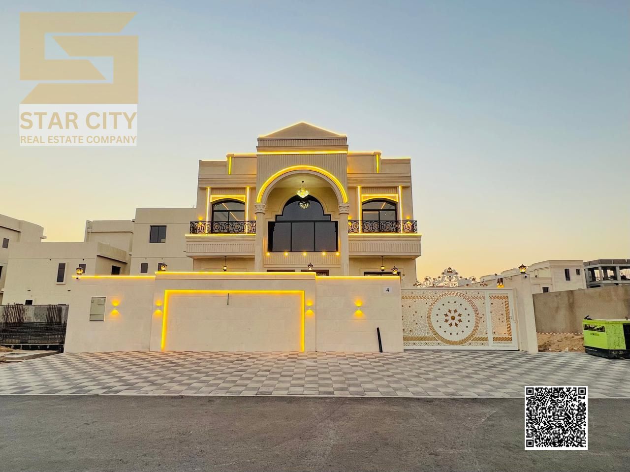 Experience ultimate luxury in this classic stone villa in Ajman with spacious areas, elegant courtyard, and waterfall feature