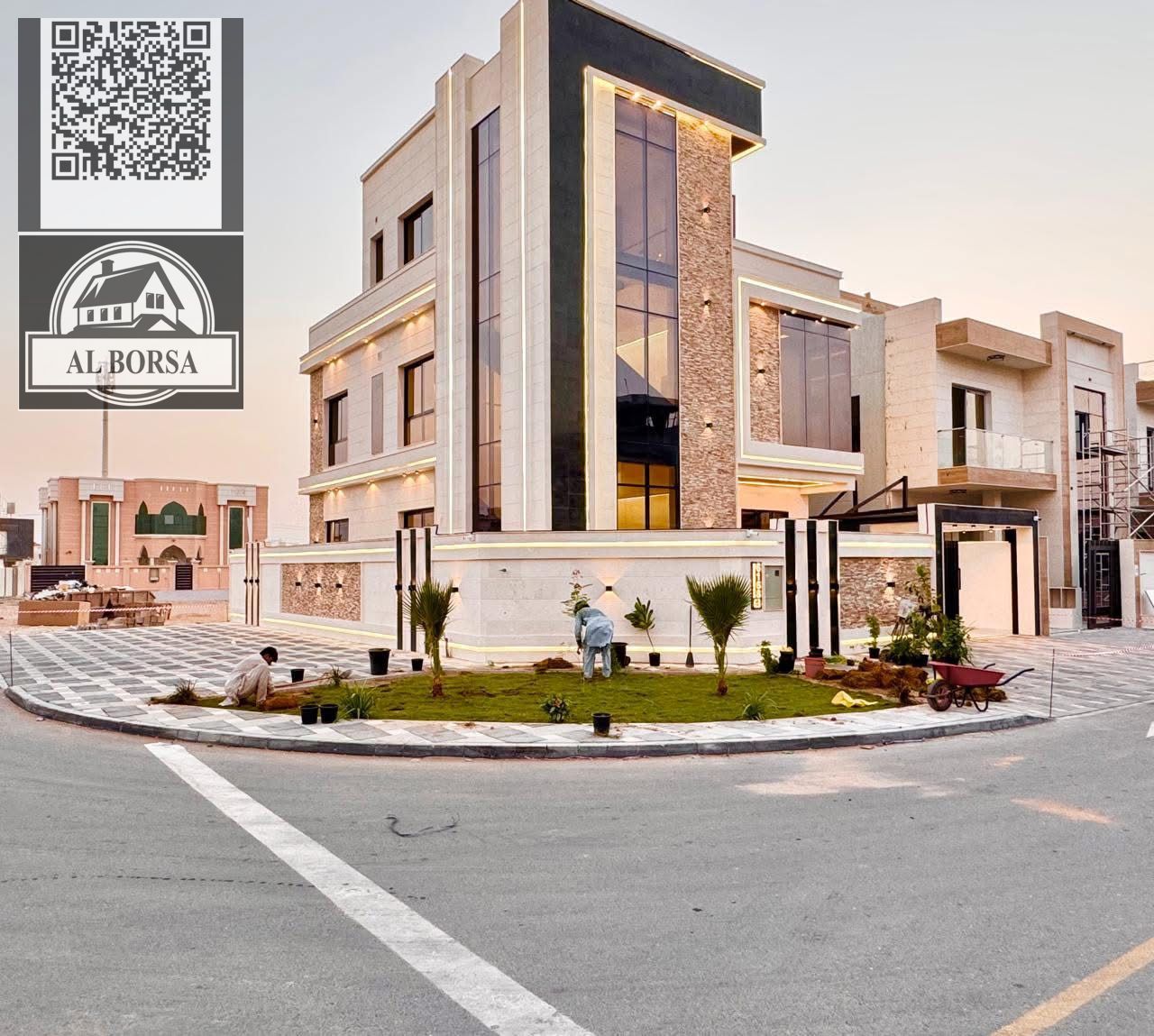 For sale in Al Yasmin, a very excellent design, five master bedrooms, a majlis, a living room, a maid's room with a swimming pool.