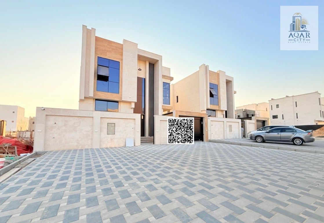 Villa for sale in Al Zahia area, Ajman. Freehold, open to all nationalities. Over 12 meters setback in front of the villa. Excellent price: 1,620,000 (negotiable).