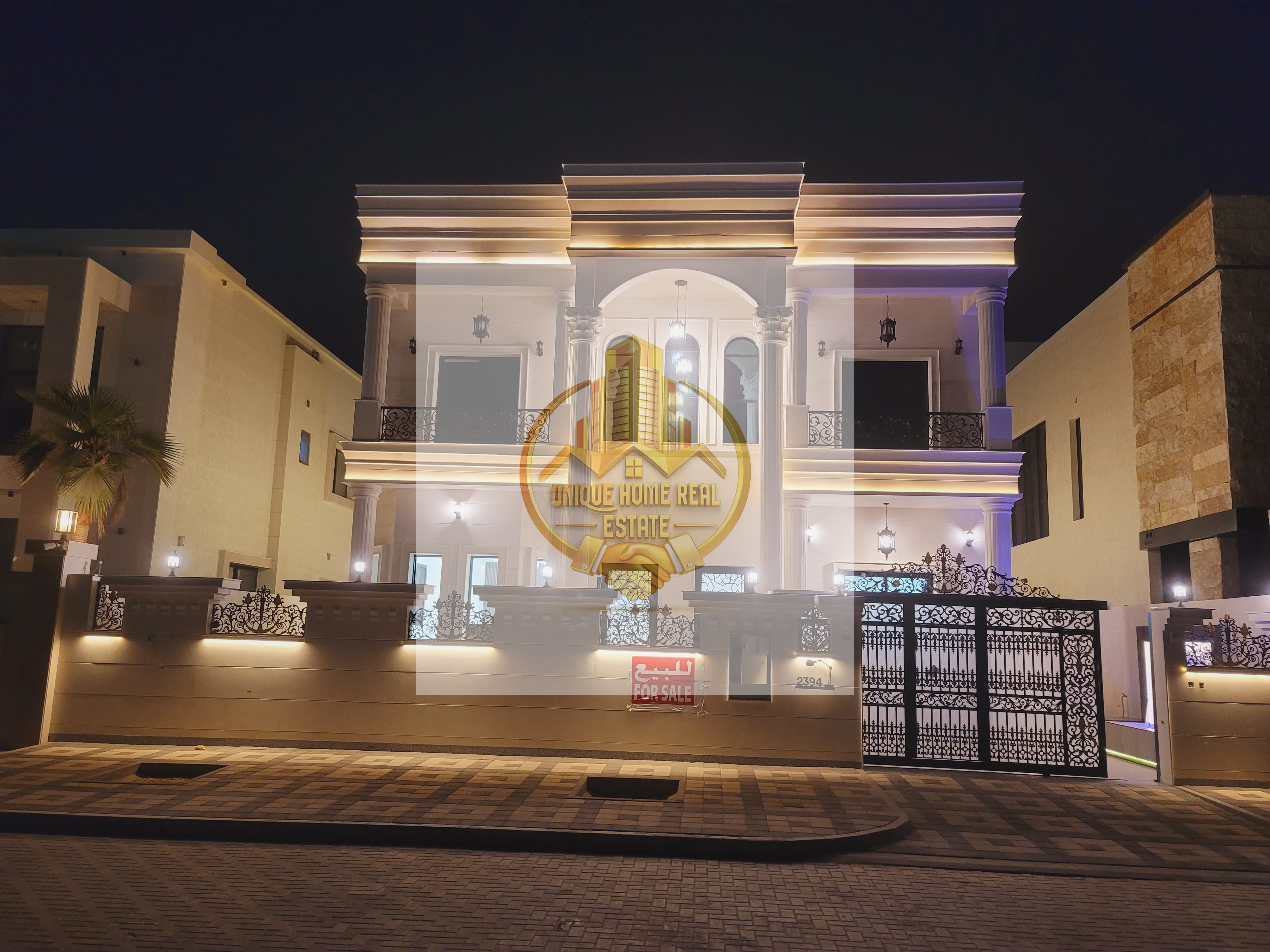 Elegant! Classic 5 Master Bedroom Villa For Sale In Al Alia, Ajman - Huge Lay Out - Beautiful Entrance With Water Fall
