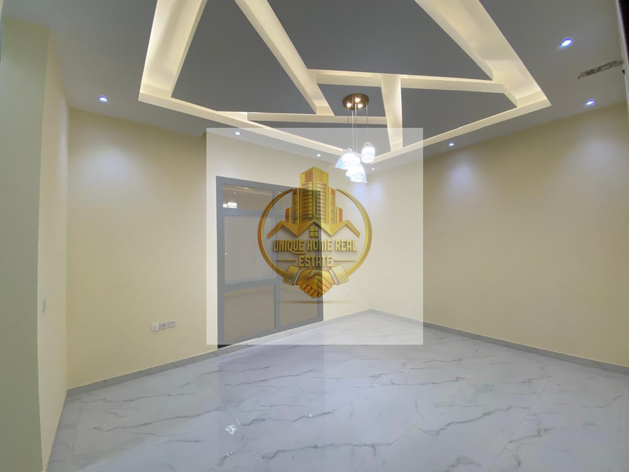 For Rent - A luxurious villa with a modern design and super deluxe finishing in Al Yasmeen, Ajman. One of the most beautiful modern villas