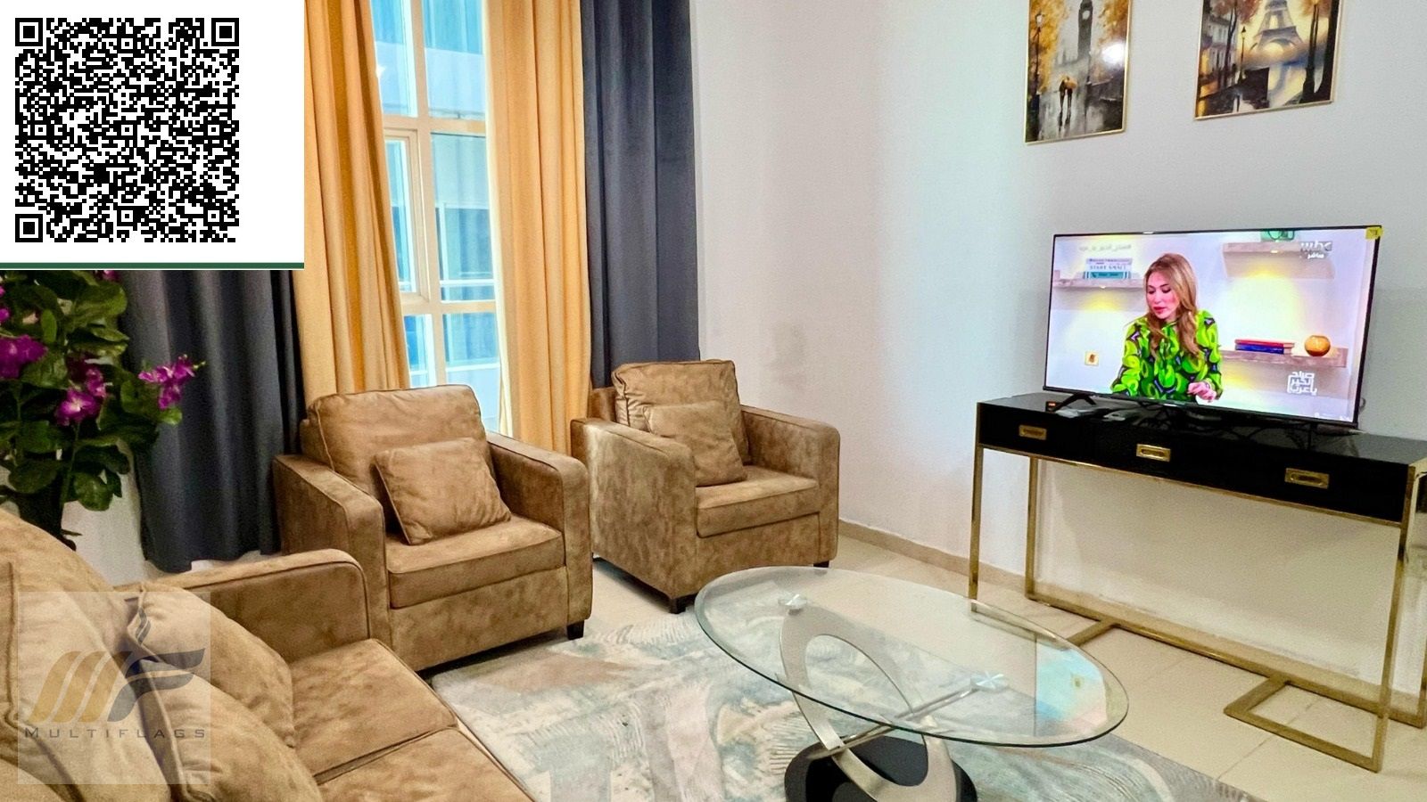 Fully furnished one bedroom apartment with living room in City Tower Ajman offering modern design comfortable space prime location and serene lifestyl