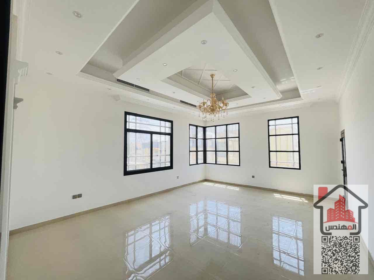 For rent, a new, spacious and luxurious corner villa in Ajman, Al Yasmeen area,