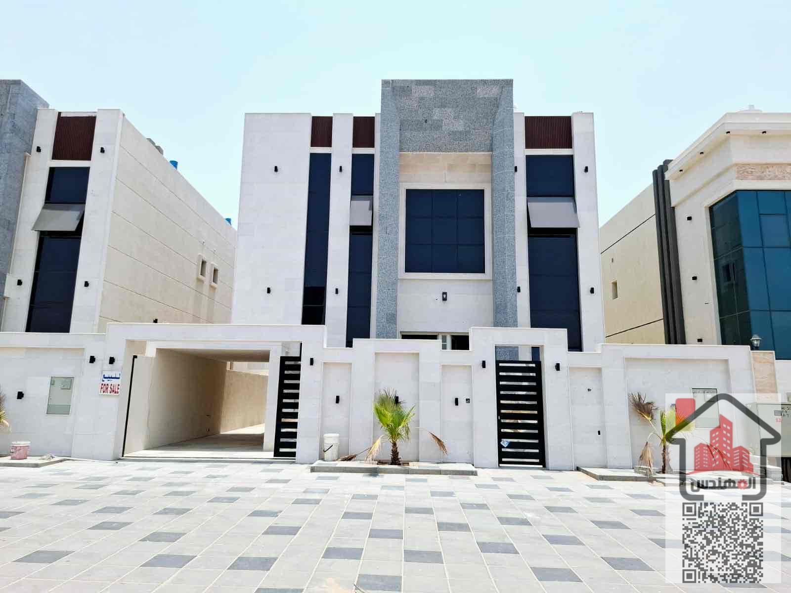 Two-storey villa for rent in Ajman, Al Helio 2 area Opposite Sheikh Mohammed bin Zayed Street Setback in front of the villa 5 master bedrooms, a living room, a hall And a maid's room Required 110 thousand dirhams