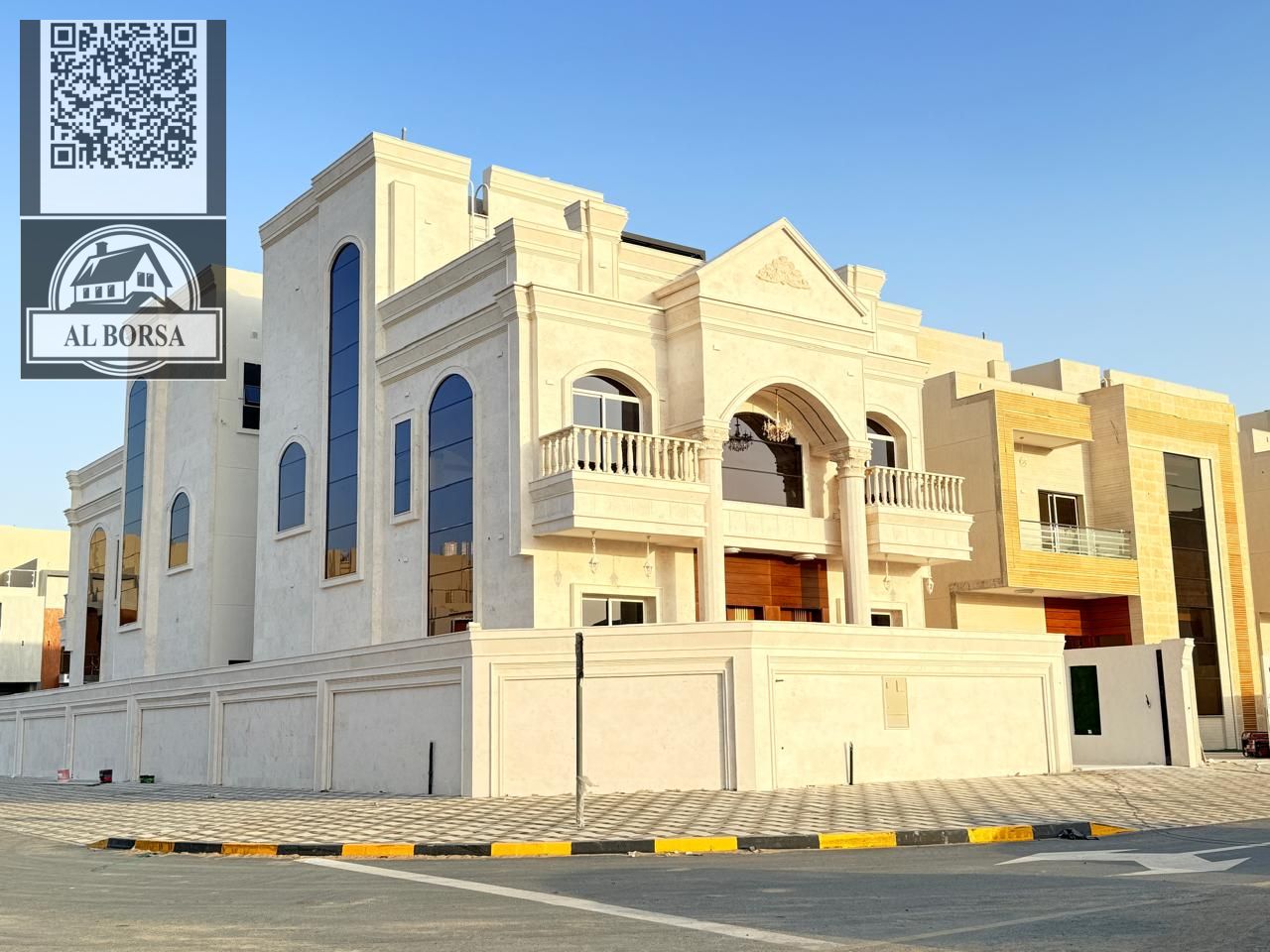 Villa for rent in Al Helio, Ajman, consisting of five rooms, a majlis, a hall, and a maid's room.