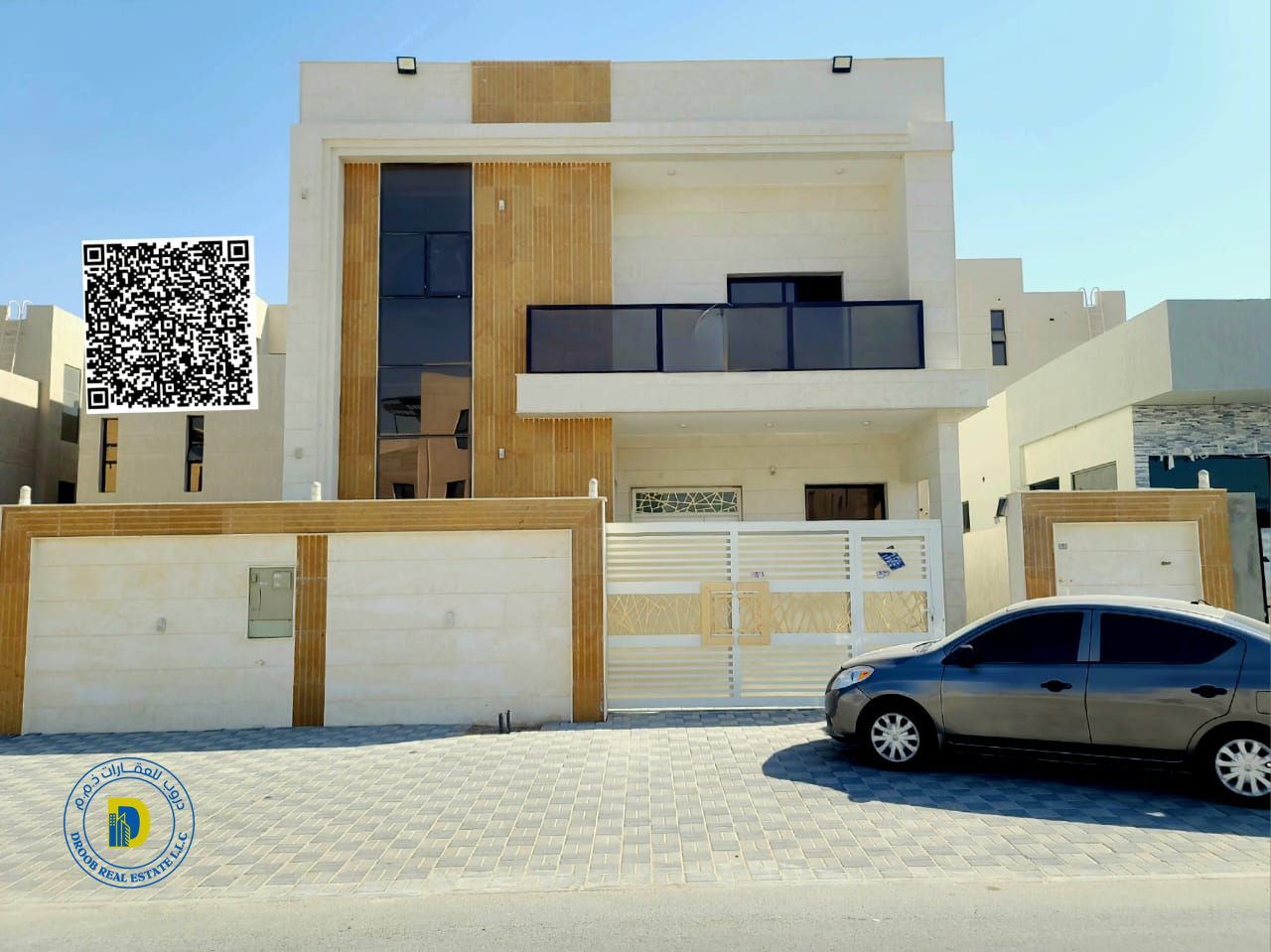 Al Bahia Villa, 5 bedrooms with a modern roof terrace, at a great price. Super deluxe finishing. Freehold. Bank financing