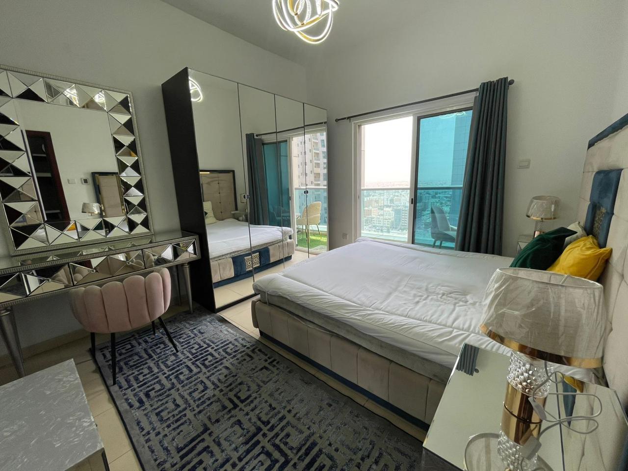 Furnished one bedroom hall for sale in City Tower with balcony new furniture parking prime location near all services