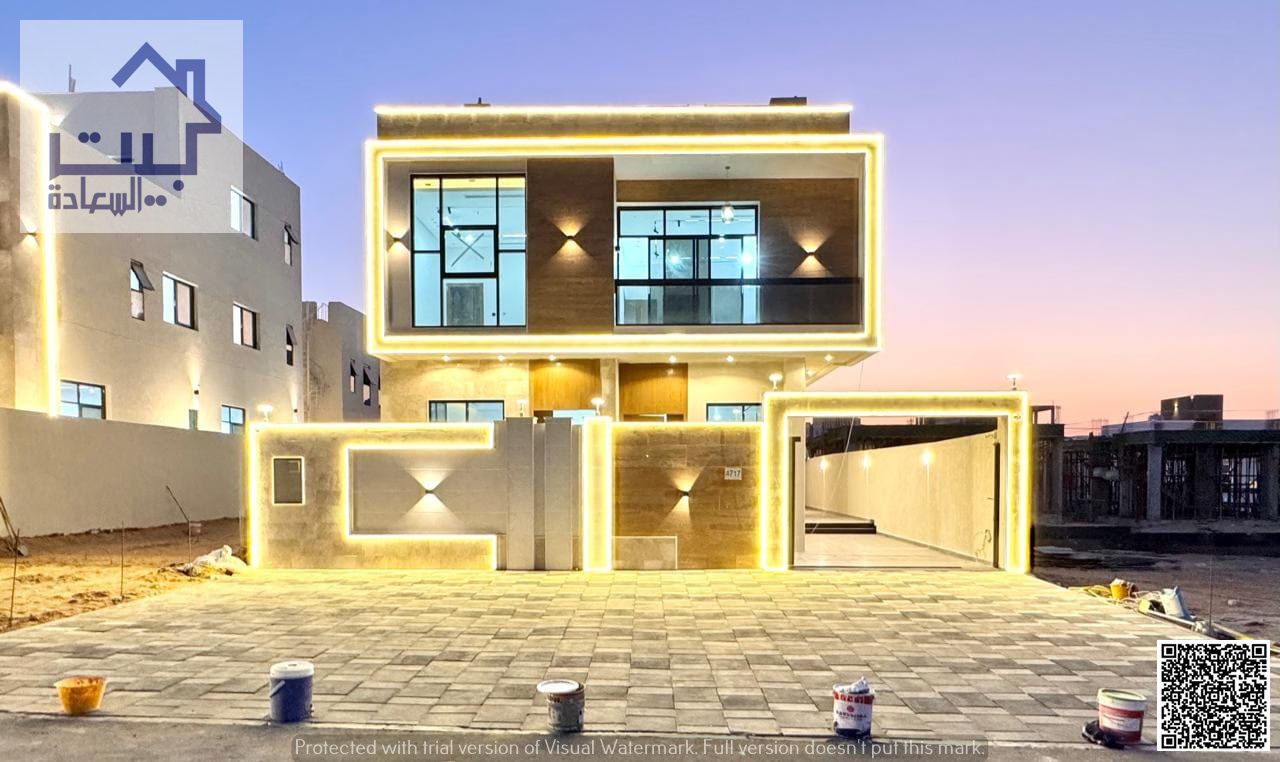 Modern villa in Al Helio 2, Ajman, 7 bedrooms + roof, freehold for all nationalities, includes registration fees, attractive price, 100% bank financin