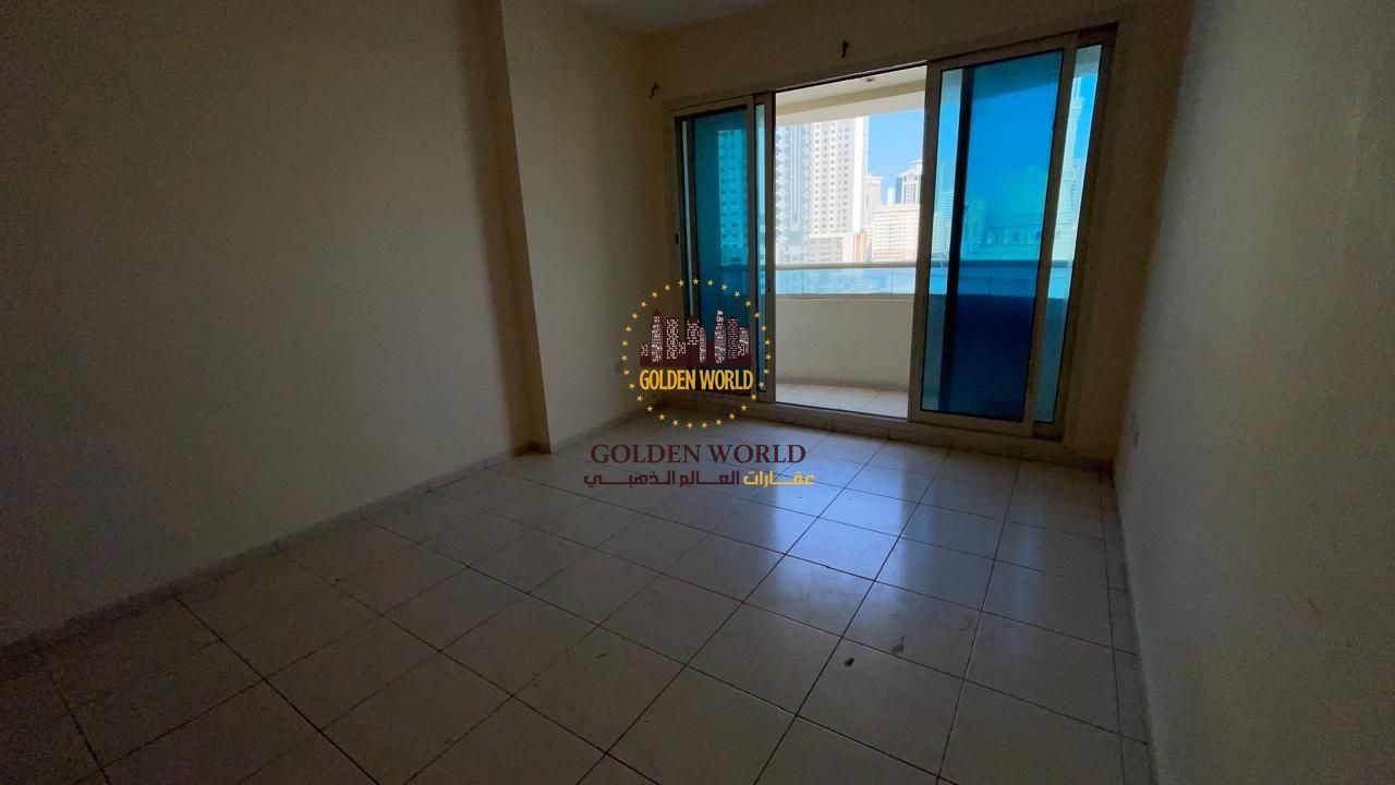 2-bedroom apartment with living room and balcony, free AC, master bedroom, 3 bathrooms, built-in closets, parking, gym & pool, mosque view