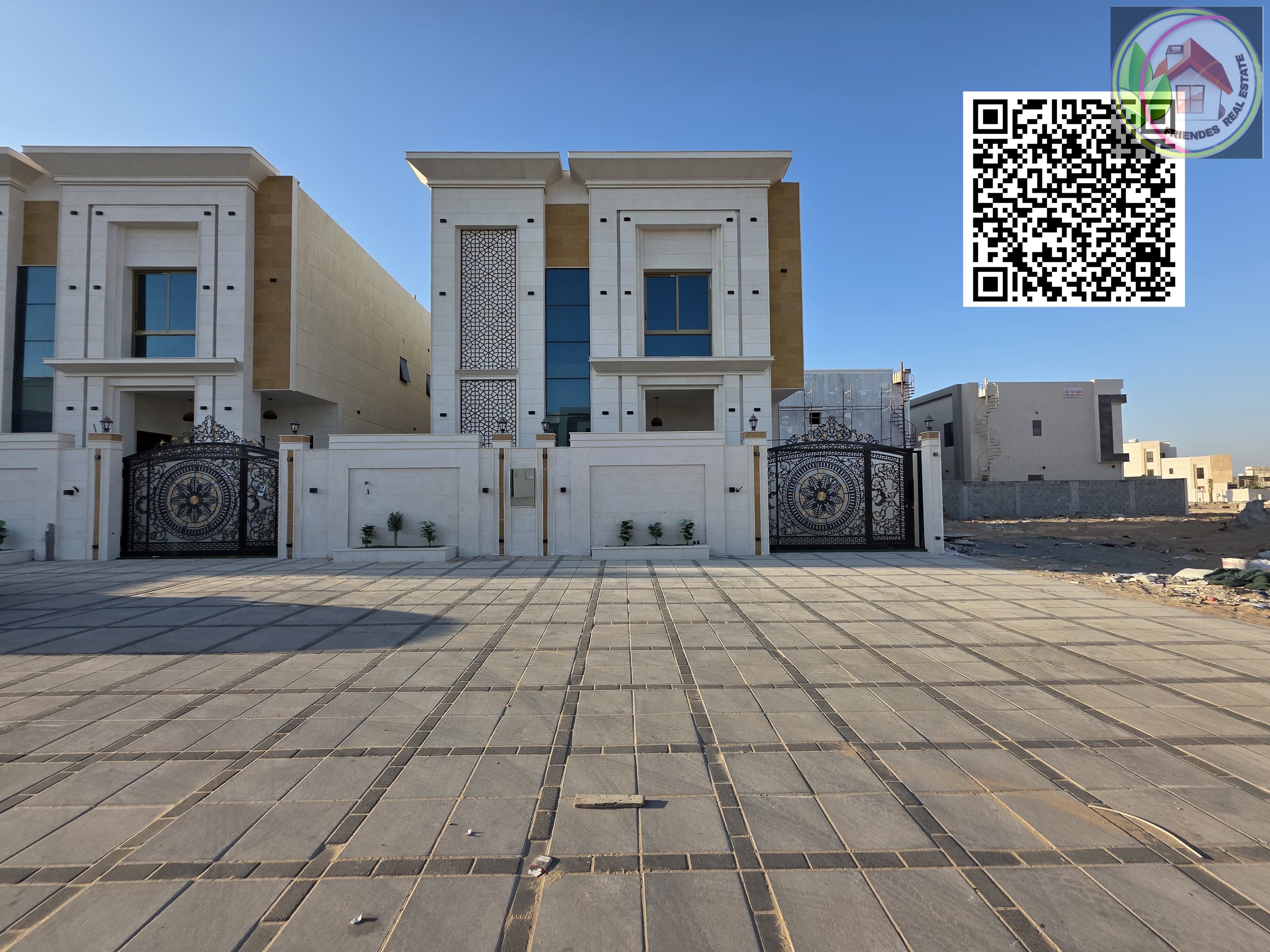 Villa for sale, Islamic design and modern finishes, with a large setback in front.