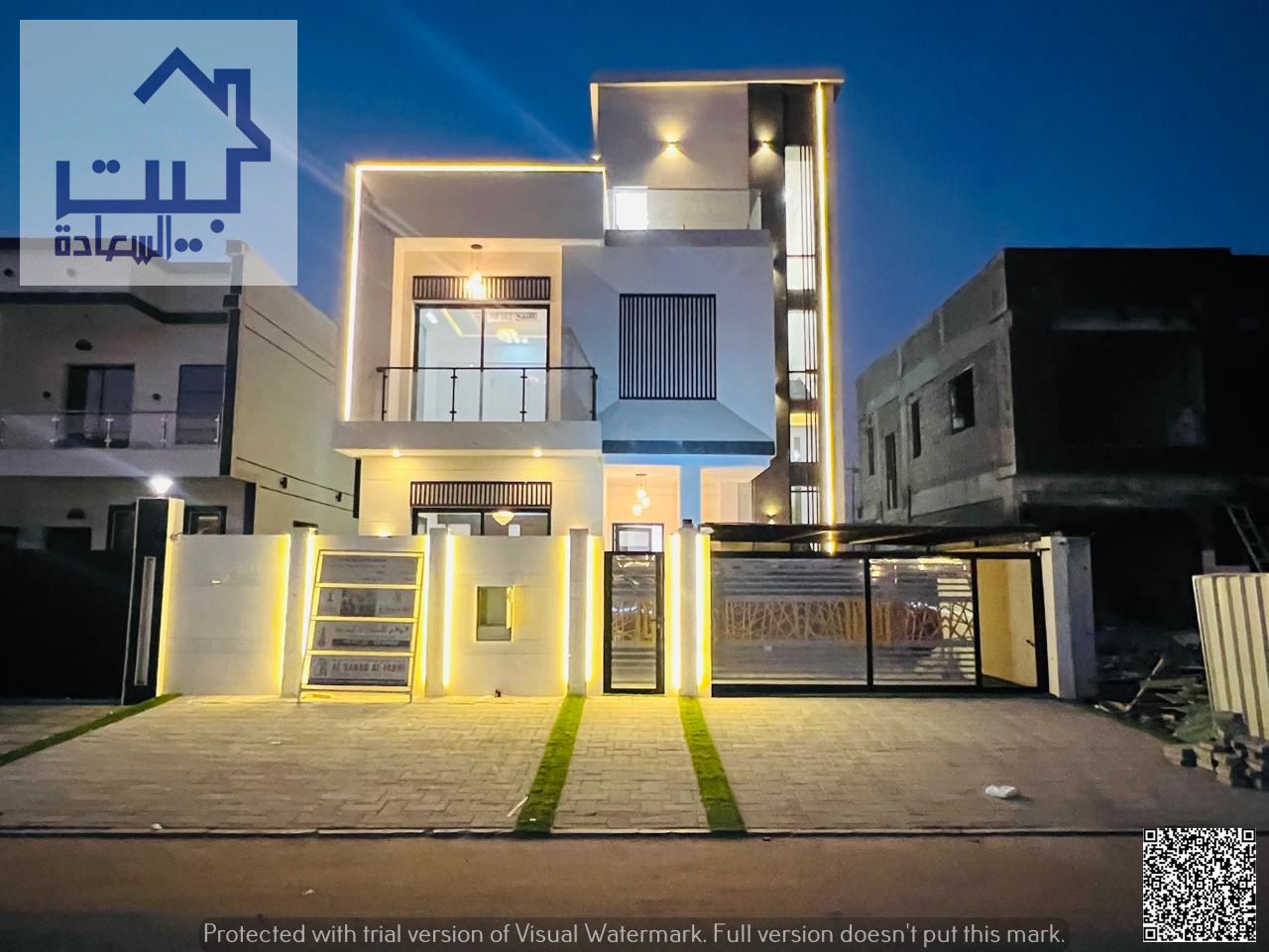 modern villa for sale , elegant design , prime location . Two floors + roof , includes water , ACs , ready to move at a great price