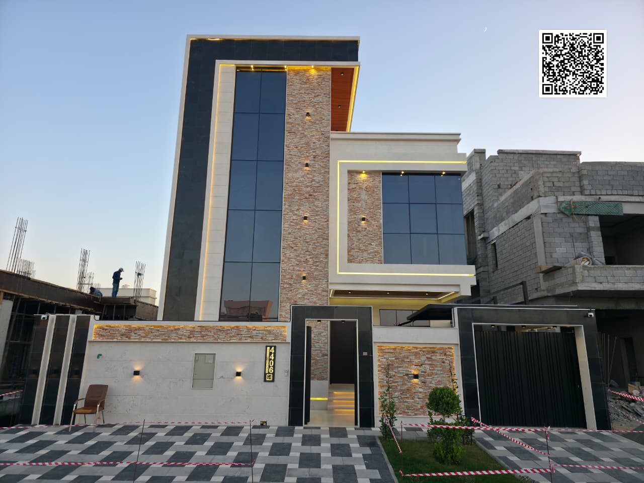 Own your dream villa with a modern design – two floors + roof – large rooms and comfortable spaces in the middle of a quiet residential neighborhood –