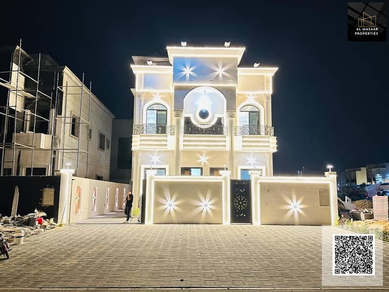 A villa including registration and ownership fees, with a roof terrace and seating area, close to all services, with luxurious designs, ready to move