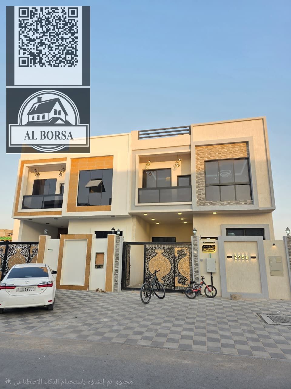 For rent in Al-Haliyo 2 area, prime location, townhouse villa with five master bedrooms, living room, kitchen, electronics, maid's room, and roof terr