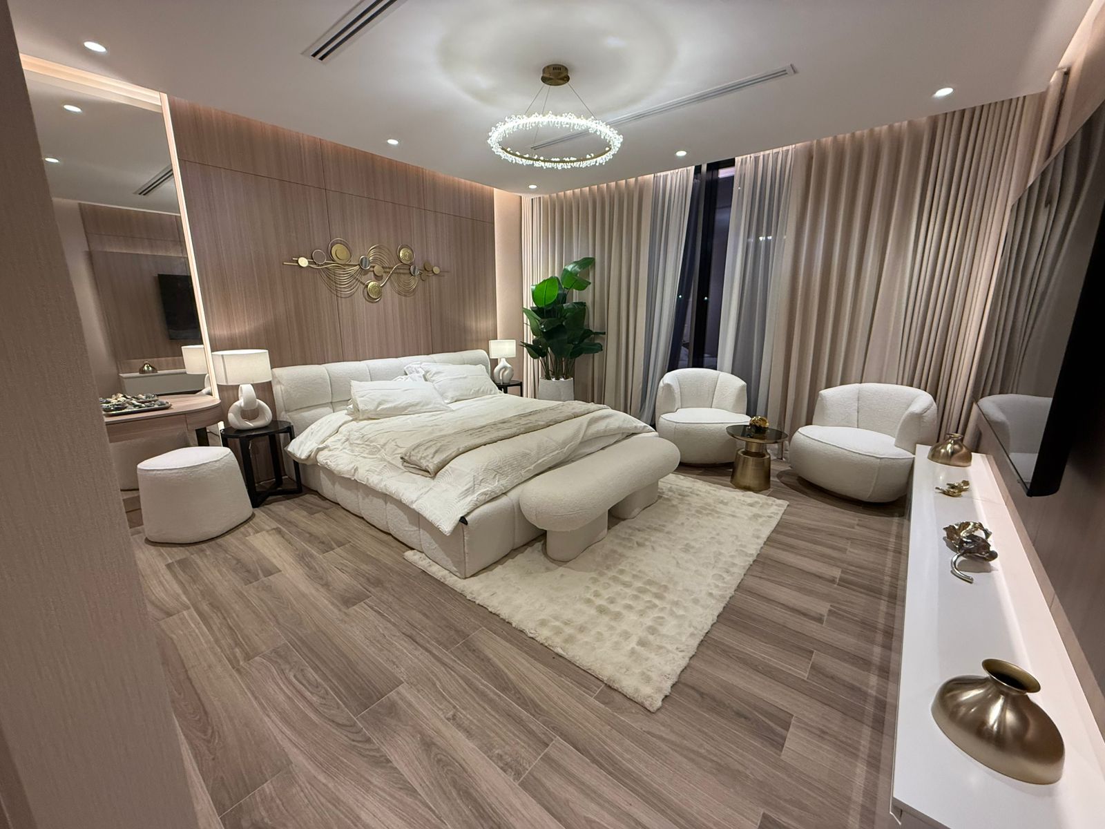 Large studio in Tiger Downtown Al Alia fully furnished with views of artificial lakes plus gym pool kids area conference hall malls and a very good pr