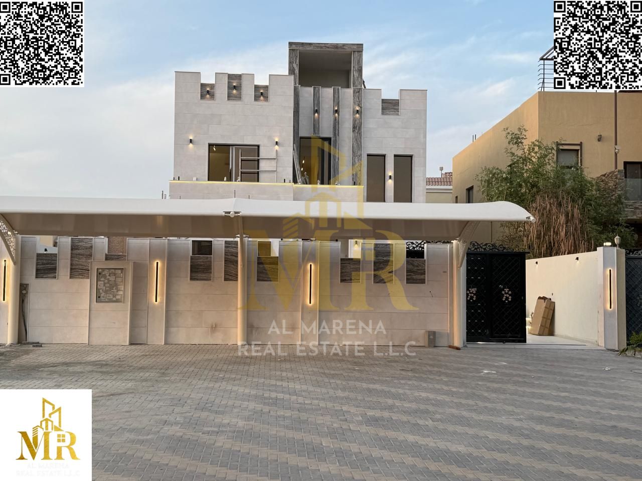 Villa for sale in Ajman, including electricity, water, and air conditioning. Located on the main street, ready to move in. Freehold ownership availabl