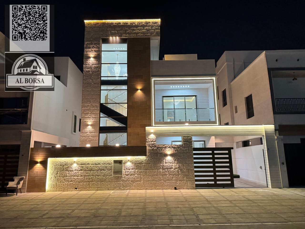 Villa for sale in Al Bahia, Ajman. 6 master bedrooms, large majlis, large living room and kitchen.