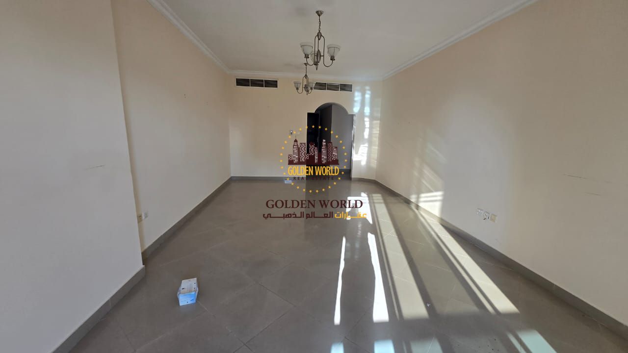 Spacious 3-bedroom apartment with a living room in Al Taawun near Oriana Hospital, featuring an open view, balcony, storage room, and three bathrooms,
