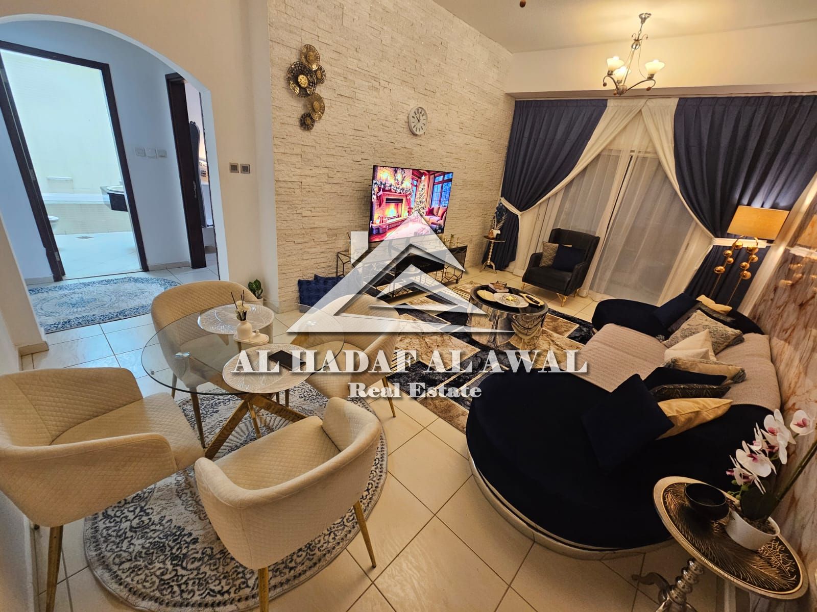 For monthly rent: one bedroom and a hall in Al MAMZAR with free internet