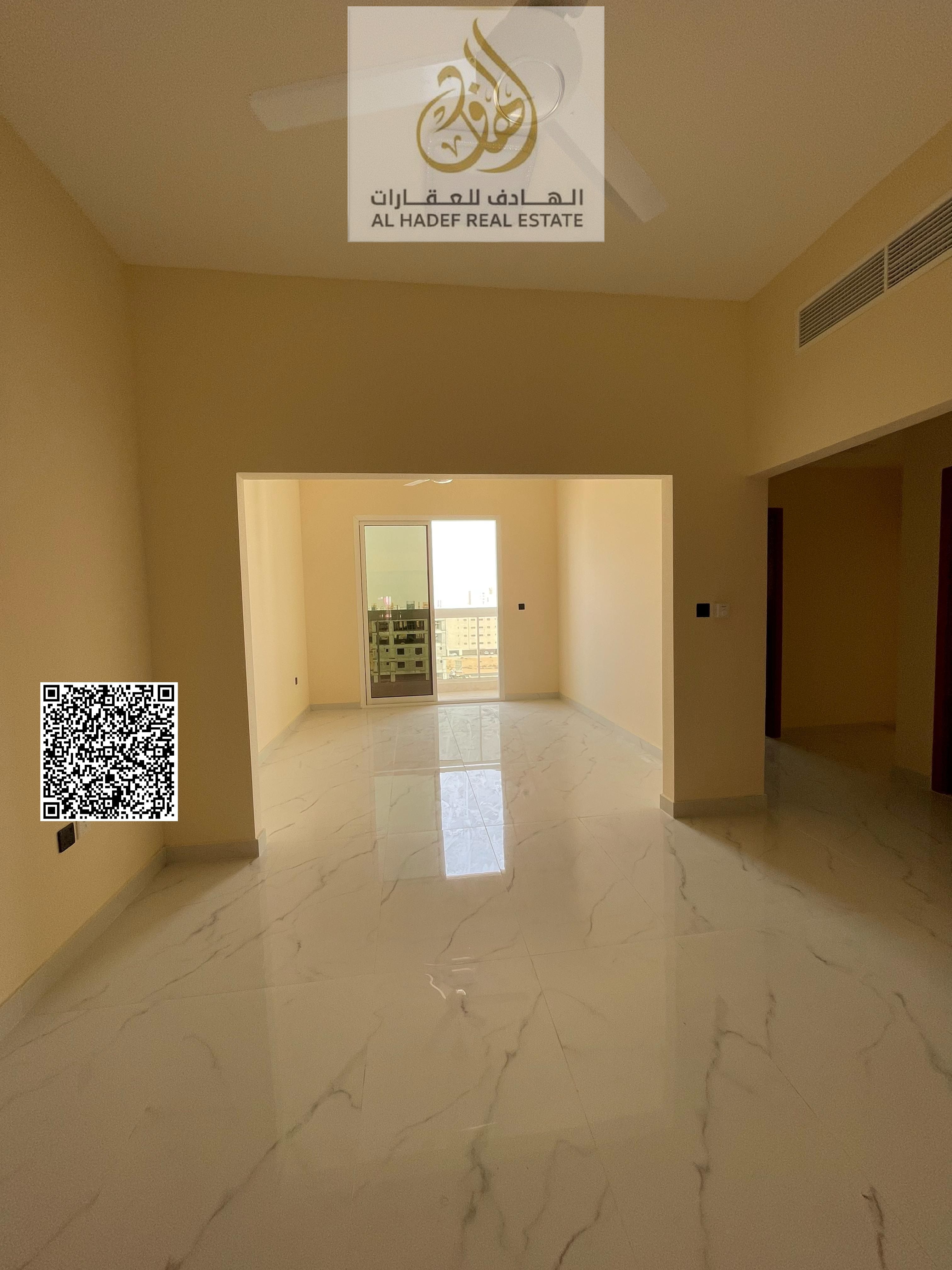 Two bedrooms and a double living room with a balcony, three bathrooms
