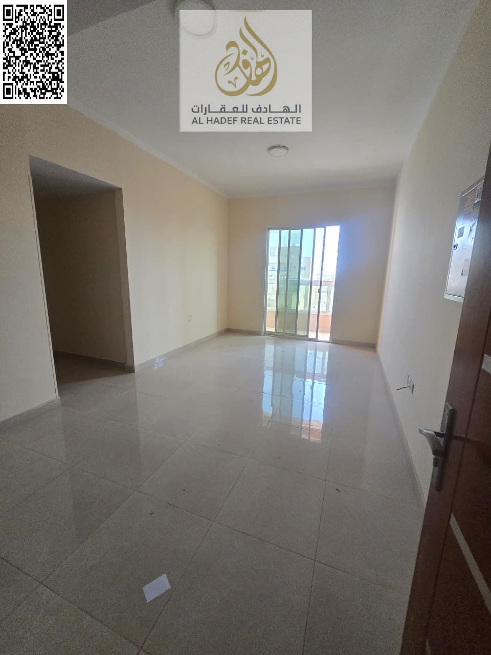 Two bedrooms, a living room, three bathrooms, a large master bedroom with a balcony in Al Rawda 1