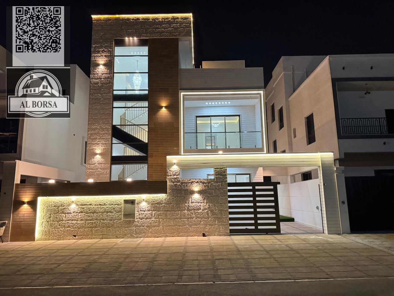 For sale in Al Bahia area, Ajman: Consisting of: Large master living room + master reception room 6 master bedrooms with built-in wardrobes
