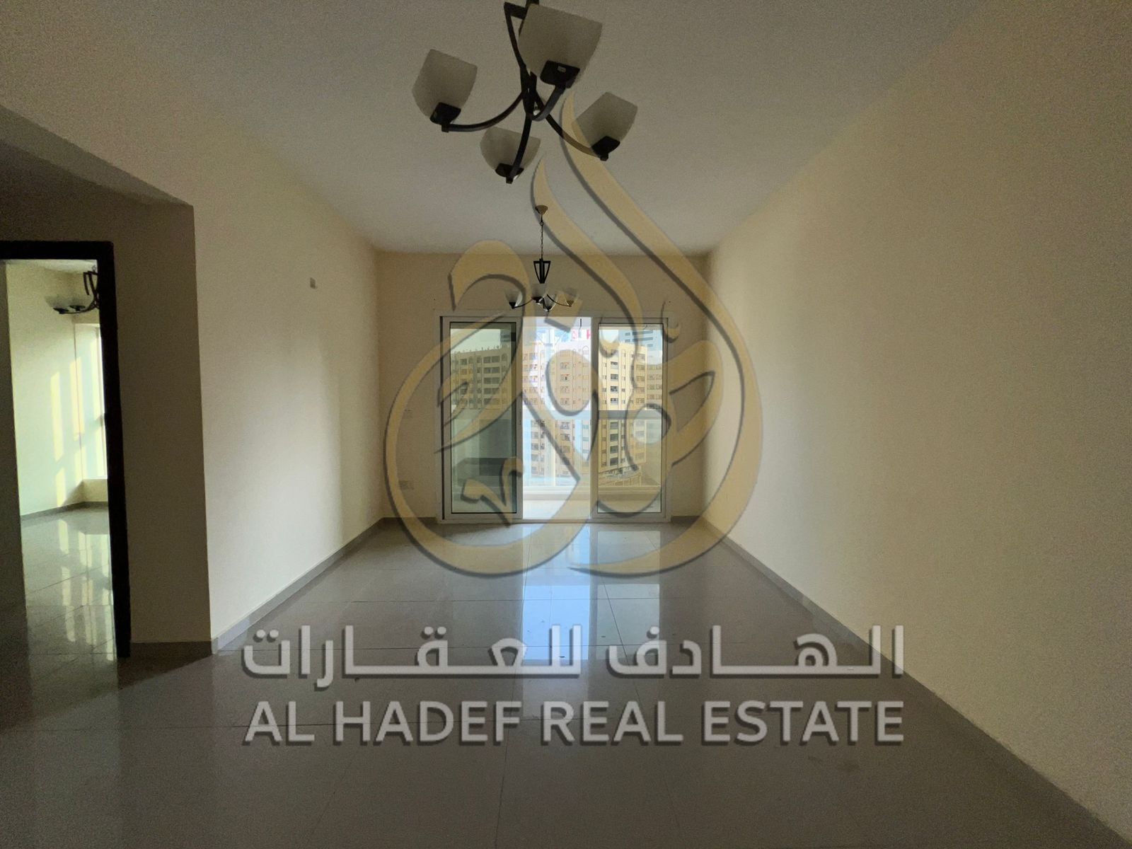 Sharjah Emirate, Al Majaz 2 area, available apartment consisting of two bedrooms and a hall, including a master bedroom with a balcony, 3 bathrooms, a