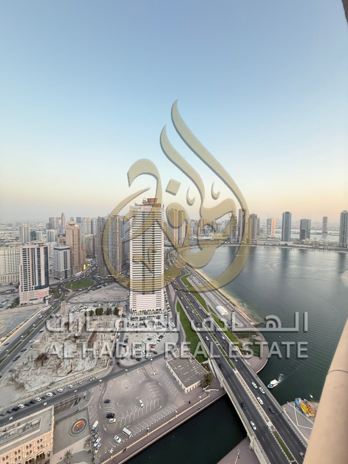 Free AC | Free parking, gym, and swimming pool | Flexible payment plan | First row on Sharjah Corniche