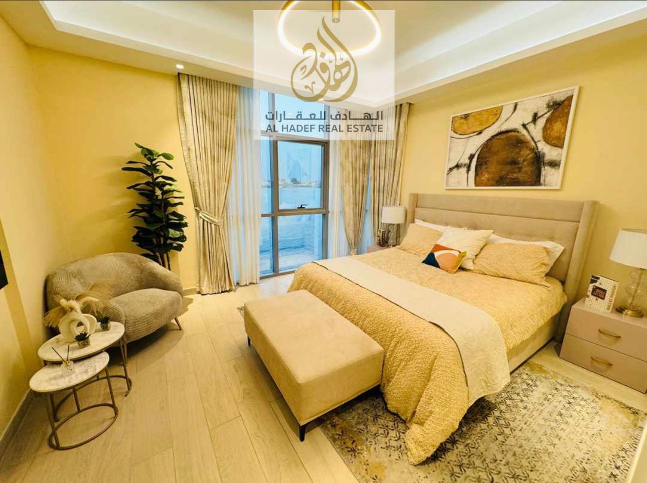 Three-bedroom apartment with a maid's room, freehold, with a 10% down payment, and a charming view of Ajman Creek directly