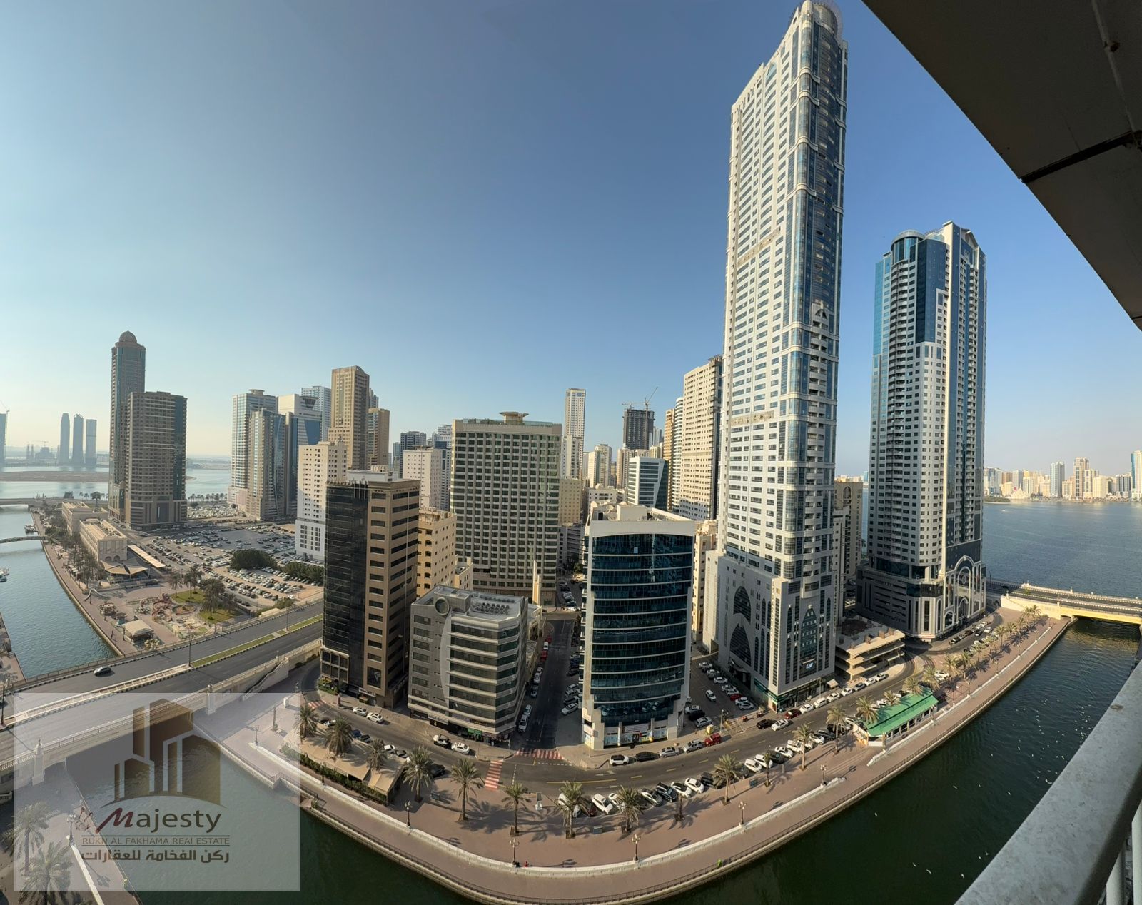 Apartment with a distinctive view of Al Qasba Canal, Khalid Lake, and Al Khan Lake, offering a stunning and unique view in Al Qasba area, Sharjah.