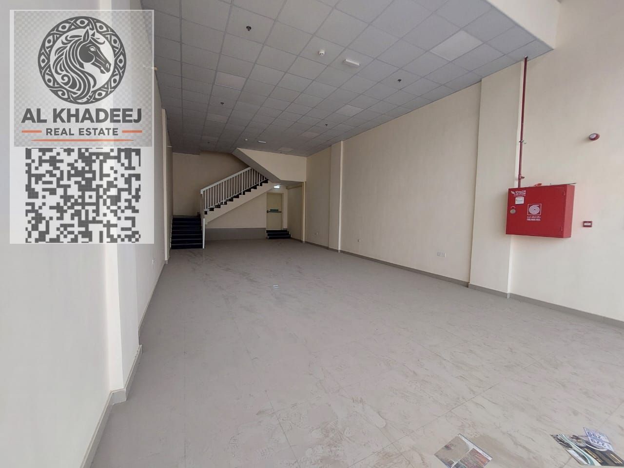 Brand-new commercial space for rent in Al Jurf Industrial 3, Ajman – ground + mezzanine with bathroom – 1,550 sq. ft – 35 kW power – ideal for any act
